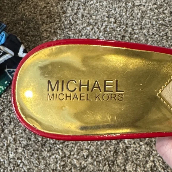 Michael Kors Red Mules with Gold Accents - Picture 2 of 4